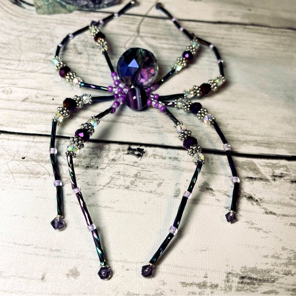 Hand Crafted Glass Crystal Prism And Purple Crazy Laced Agate S… - Picture 3 of 15